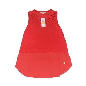 Michael Kors Top Womens Medium Pink Sleeveless Blouse Solid Vented Tank Sheer